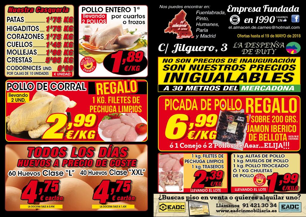 almacendecarnes's tweet photo. OFERTAS EN NUESTRA NUEVA TIENDA DE #CARABANCHEL
#POLLODECORRAL #HUEVOS A PRECIO DE COSTE CALLE JILGUERO,3 https://t.co/Pfw91am1Ub