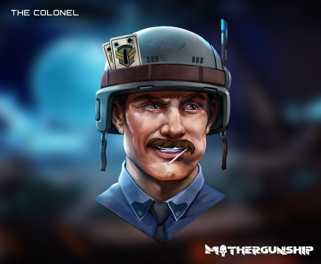 Mothergunship The Colonel Is Your Boss And The Commander Of Operation Bulletpoint No One Doubts His Enthusiasm Although Some Doubt His Actual Competency But Usually Not To His Face Mothergunship Indiegame