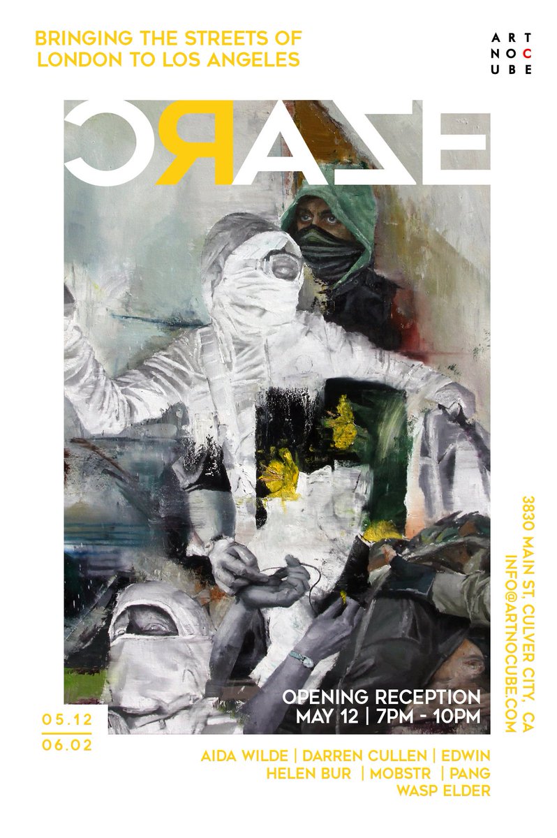ArtnoCube's tweet photo. #LA Diary Date 12th May, @ArtnoCube presents 'Craze' — International art show bringing rebellious innovators from London to Los Angeles with @aidaprints @darren_cullen #Mobstr #Edwin @hausofpang #HelenBur #artsmonth
#artla #artmonthla #curatela #artivists #radical #art #craze https://t.co/7qO41glMRo