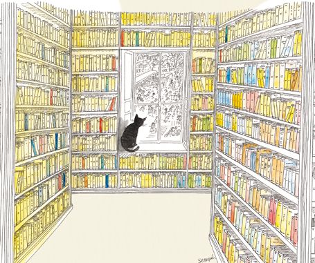 Mordecai on Twitter: "#Sempé, Cat in Library. https://t.co/ufAkDSYMH5" / Twitter