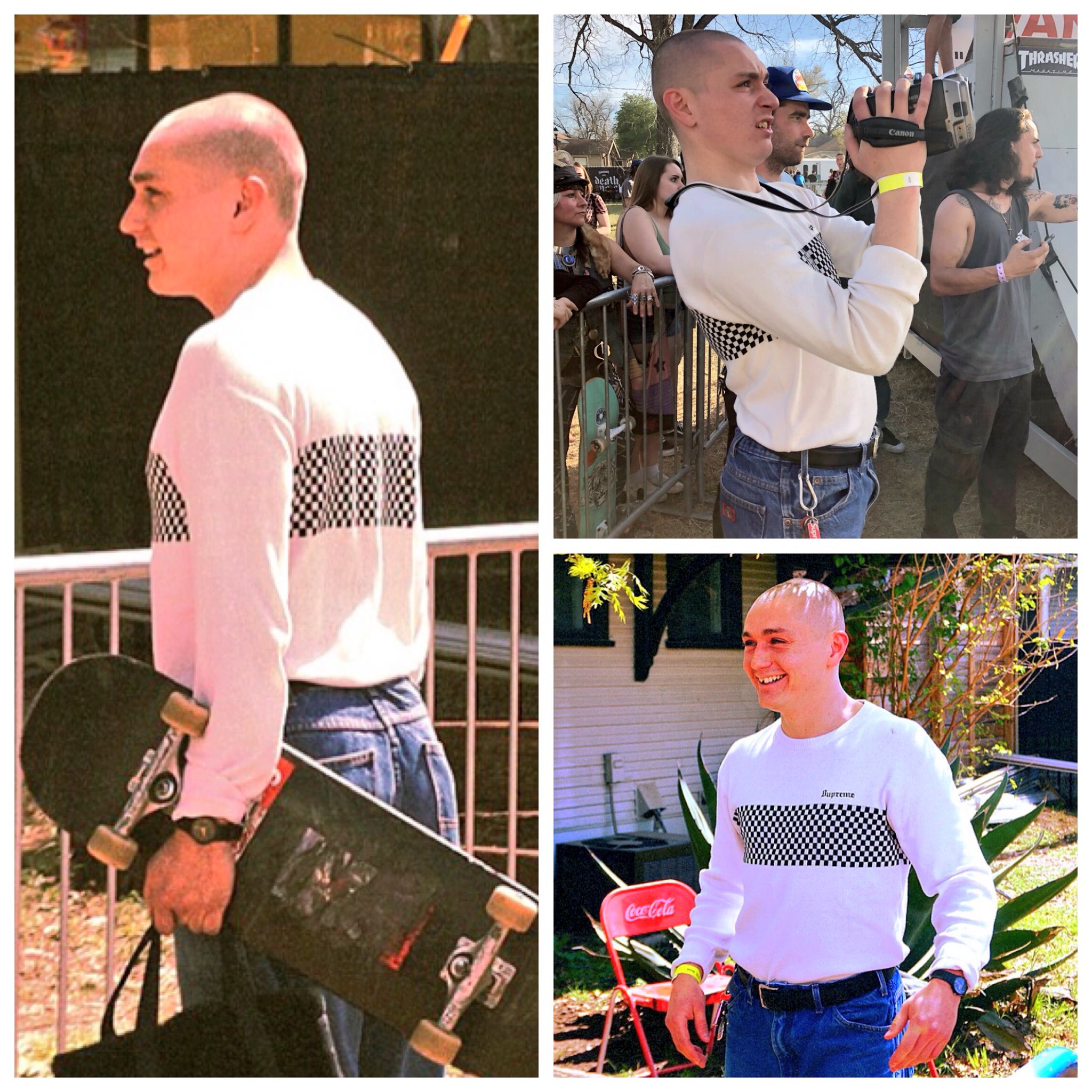 supreme checkered panel crewneck