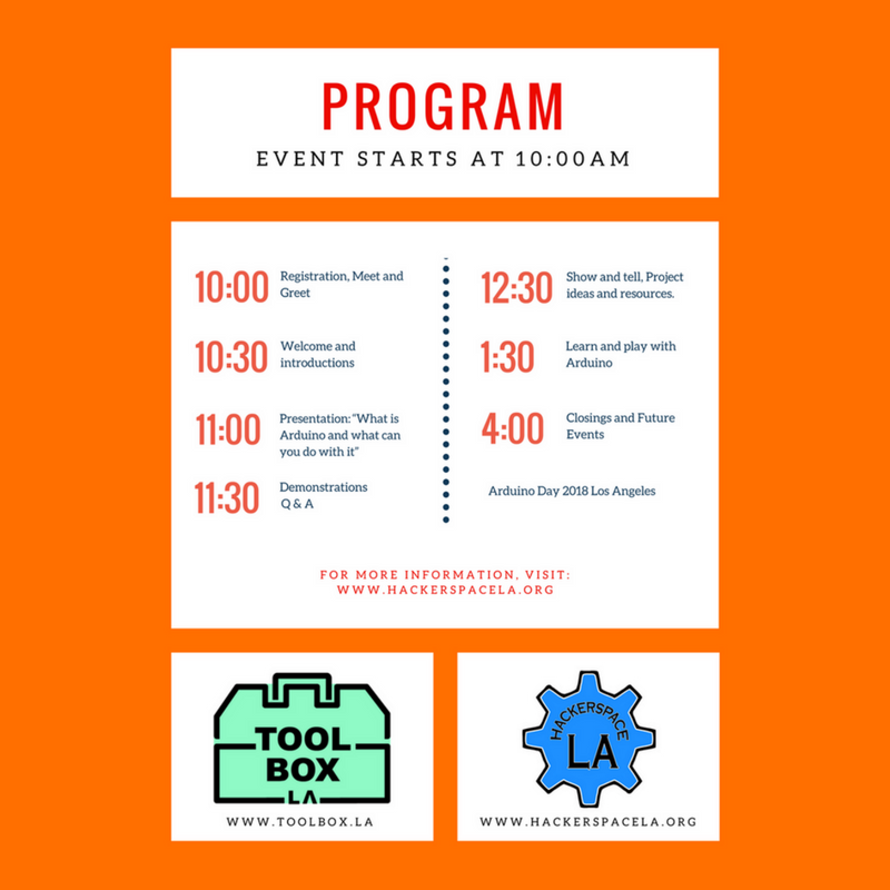 HackerSpaceLA's tweet image. @WestHillsNC
@ChatsworthNC
@PorterRanchNC
@CanogaParkNC
@WHCouncil
@winnetkanc
@NorthridgeEast
@NorthridgeWest
@NorthridgeSouth
Free family friendly event in your neighborhood! 
🎟 Get your free ticket: buff.ly/2jofjmh 
#arduinoday2018 #arduinoday #ArduinoDayLosAngeles
