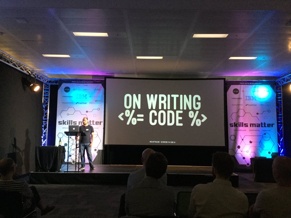 codescrum's tweet image. @elliotthilaire talks about "On Writing &amp;lt;%= code %&amp;gt;" #lrug #ruby @skillsmatter