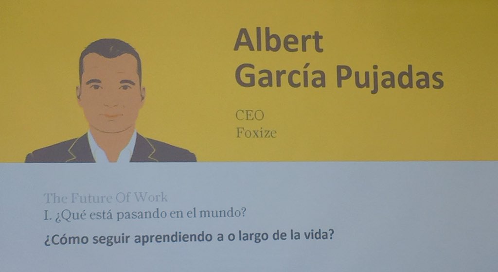 meia30's tweet photo. #TheFutureOfWork Albert García Pujadas, co-fundador @foxize “El aprendizaje es 100% ACTITUD.” @qtorb en @ImpactHubMAD https://t.co/5uB1qY8kpe