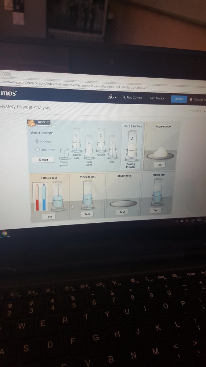 libby_diehl's tweet image. Ss in Ms. Kaser&apos;s Biology classes are using @ExploreLearning #Gizmos Mystery Powder Analysis Lab to identify substances found at a crime scene @SRHS_SHARKS @IT_SDIRC #SPARK_IT