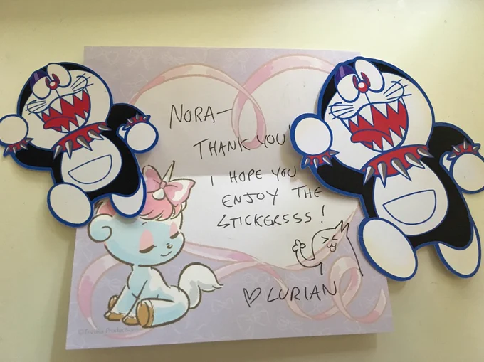 Just opened these stickers from @la7mb! Nega-Dorae is exactly me in every way 