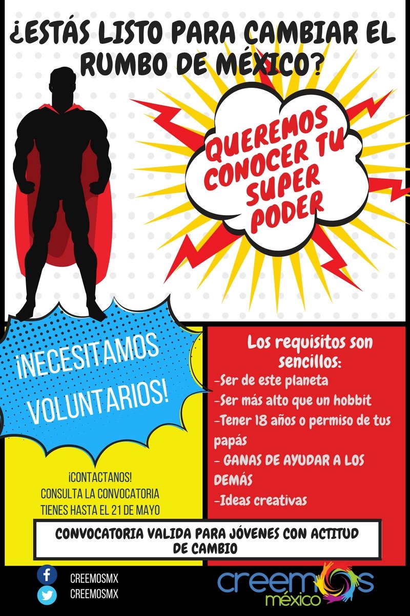 CreemosMX's tweet photo. ¿Y tú qué estás haciendo por tu país?

México nos necesita y tú puedes ser el motor de cambio que haga la diferencia. 

#CreemosJuntosElMéxicoCon el que soñamos https://t.co/O6EmtdQsTT