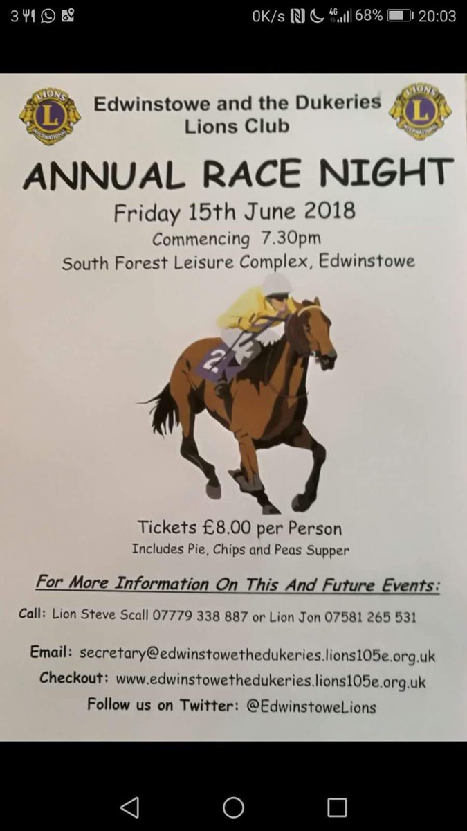 Edwinstowe lions are supporting our jamboree young people by running a race night.... your help and support would be welcome..