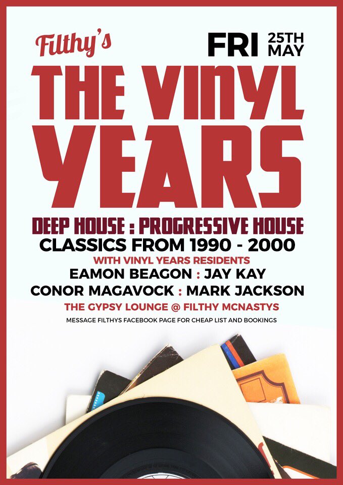 Here we go people, <a href="/vinylyears1/">The Vinyl Years</a> next party announcement. 🔥🔥🔥
<a href="/DjJayKay/">Jay Kay</a> <a href="/conormagavock/">Conor Magavock</a> <a href="/MarkjacksonDJ/">DJ Mark Jackson</a> <a href="/FilthyQuarter/">Filthy McNastys</a>