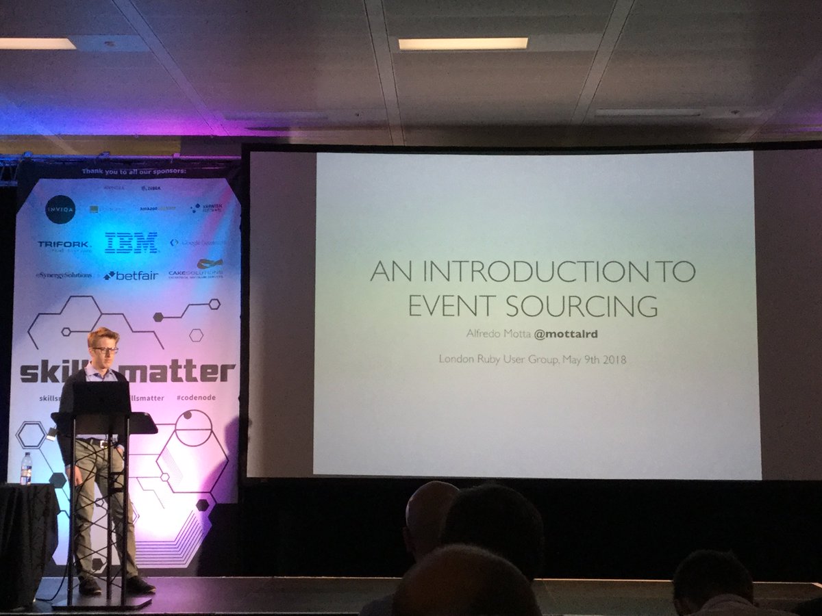 codescrum's tweet image. @mottalrd talks about "An Introduction to Event Sourcing" at #lrug #ruby @skillsmatter
