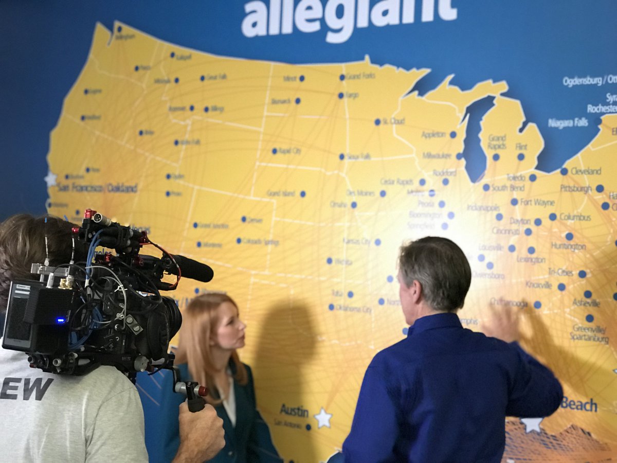 Allegiant's tweet image. We’re ready for our close-up! Tune in to @ScienceChannel on May 13, 8 AM everywhere to see us featured in a brand-new series on innovation: Tomorrow’s World Today. The @TWT_explore team takes an inside look at our innovative business model and our impact on the cities we serve!