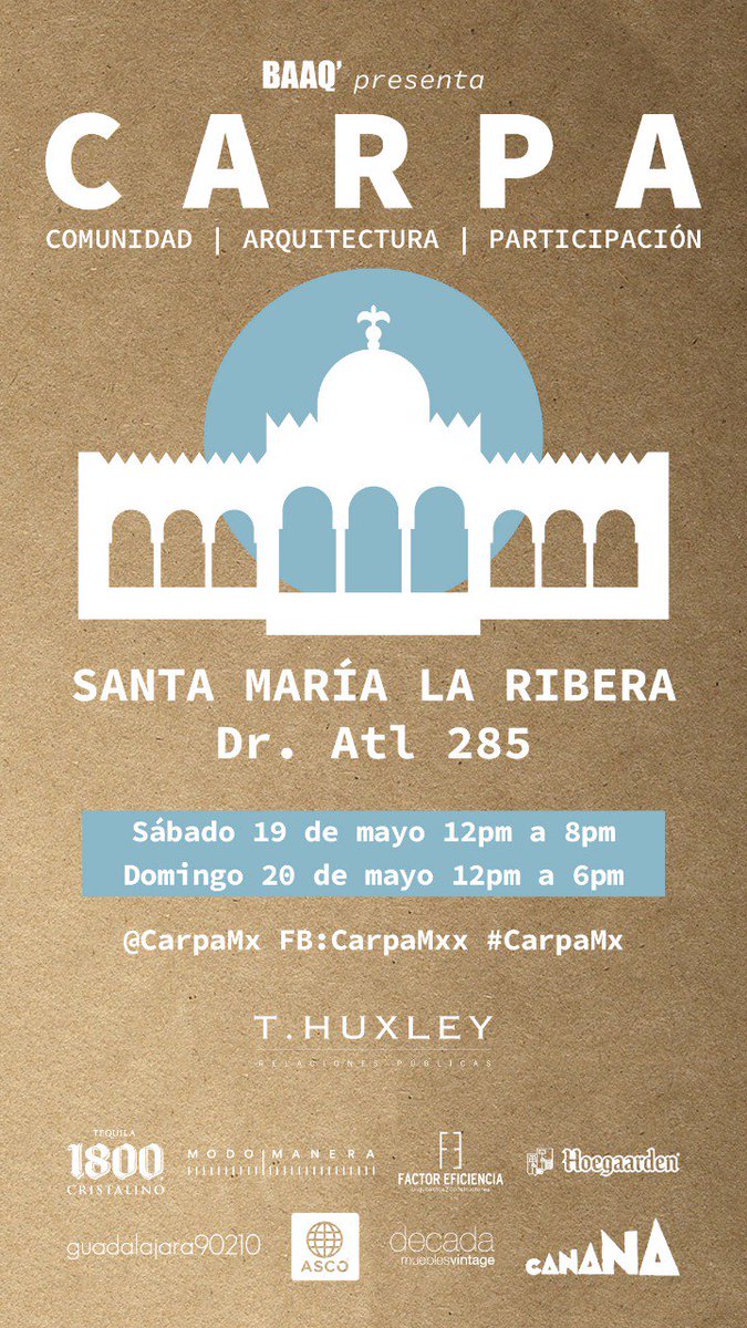 El 19 y 20 de Mayo ocuparemos una antigua fábrica para un evento de Arte y Arquitectura. 
Habrá de todo: cine, teatro, expositores, música y mucho mezcal.