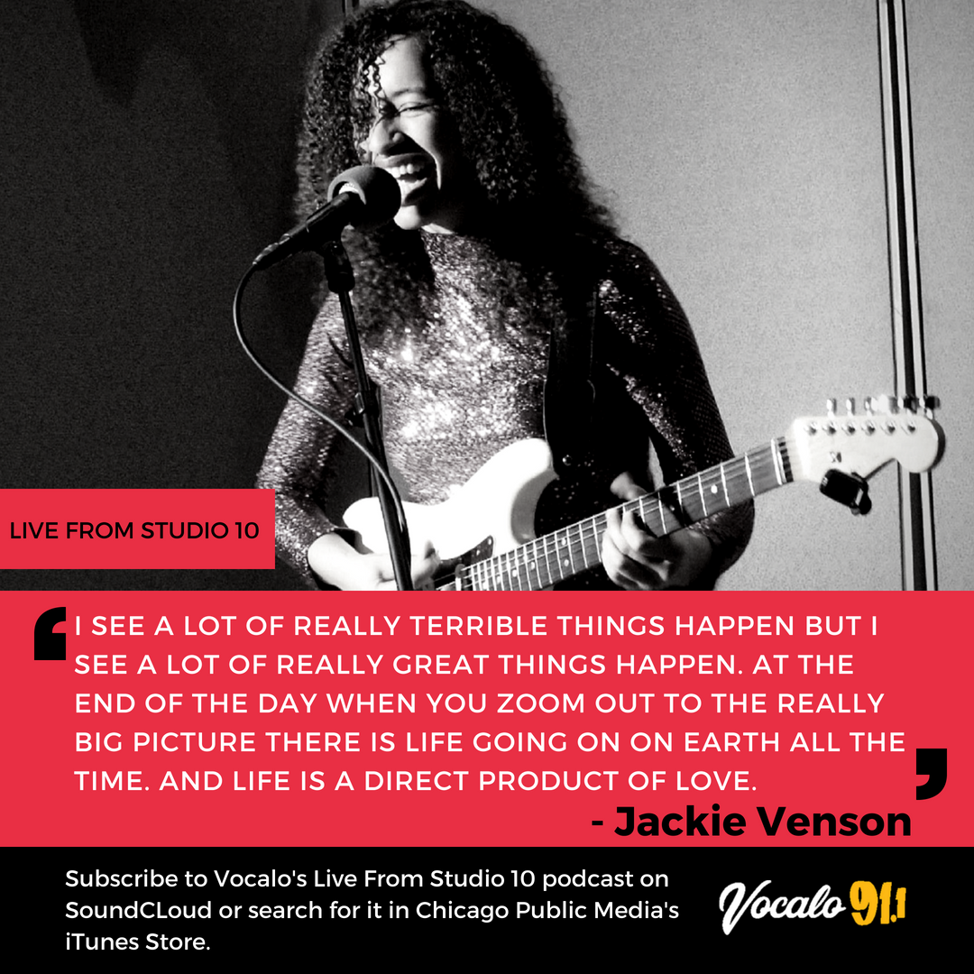 Vocalo's tweet photo. #vocalomusic: Listen to Austin-based guitarist and singer @jackievenson perform live and discuss her EP #Transcends on #LiveFromStudio10. 
New podcast is available to stream / download here: https://t.co/Rg1XGugk7r https://t.co/6QBmupmt3D