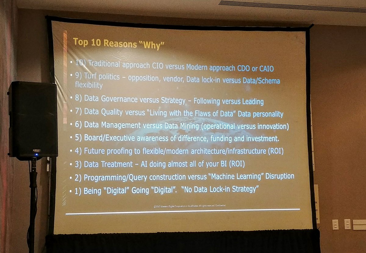 westerndigital's tweet image. Our Chief Data Officer, Janet George, presenting at #ChiefDataSF this morning. Janet is answering the question, &quot;Do organizations need #CDOs?&quot; check out her 10 reasons why they do!