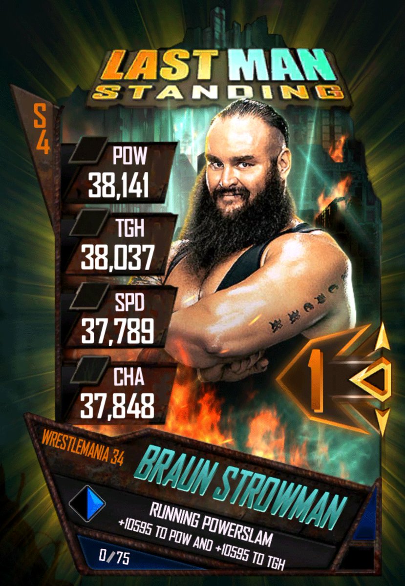 WWESuperCard's tweet photo. Get ready SuperCarders - this week's Last Man Standing features @BraunStrowman! Who's ready to dominate the leaderboard and get that Rank 1 card?! https://t.co/aL5fHkZW1c