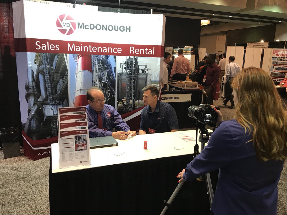 ONEMcDonough's tweet image. Our sales representative Gil interviewing with @RefiningComm at Refcomm 2018! #Refcomm #refcomm2018 #galveston #tradeshow #moodygardens #industrialelevators
