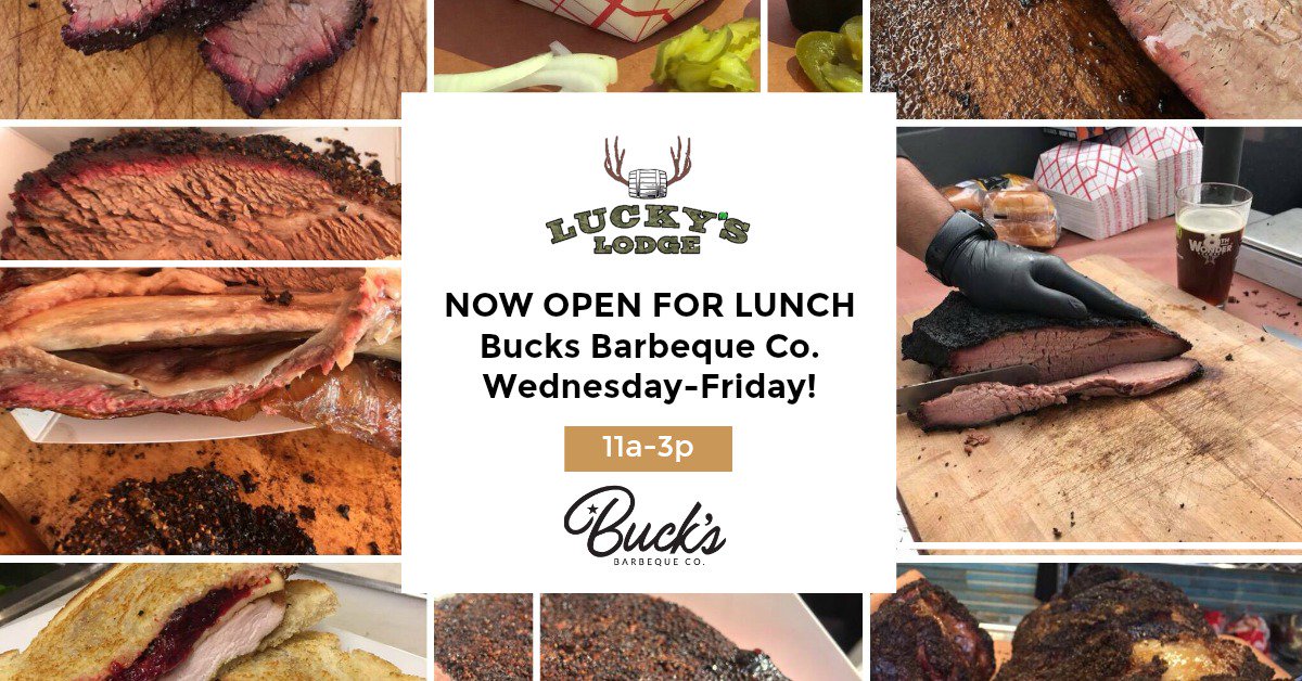 LuckysLodge's tweet photo. #BucksBarbequeCo here for the Weekday Lunch Fix 11a-3p! https://t.co/Jq34KBFyRe