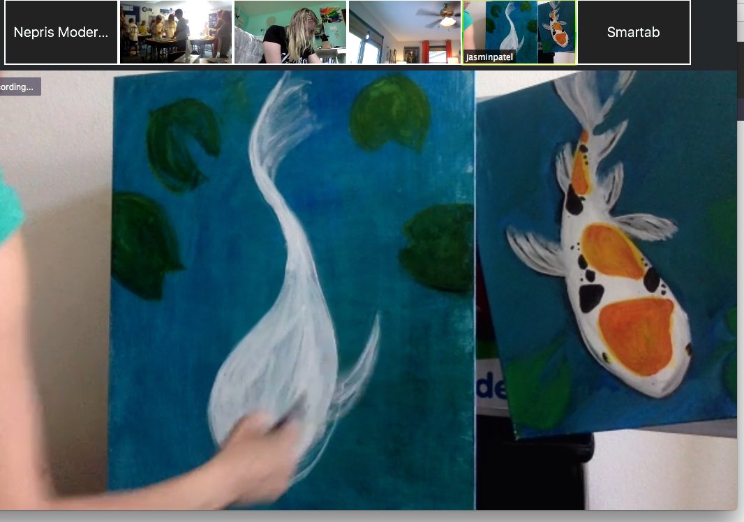 dancin2thetune's tweet photo. With all the testing and finals at schools,what better way to destress than learn to paint a Koi Fish!!! Jasmin Patel sharing her talents with @neprisapp #painting #STEM #destress #Acrylic #Kofish https://t.co/mlHYFMGjfi
