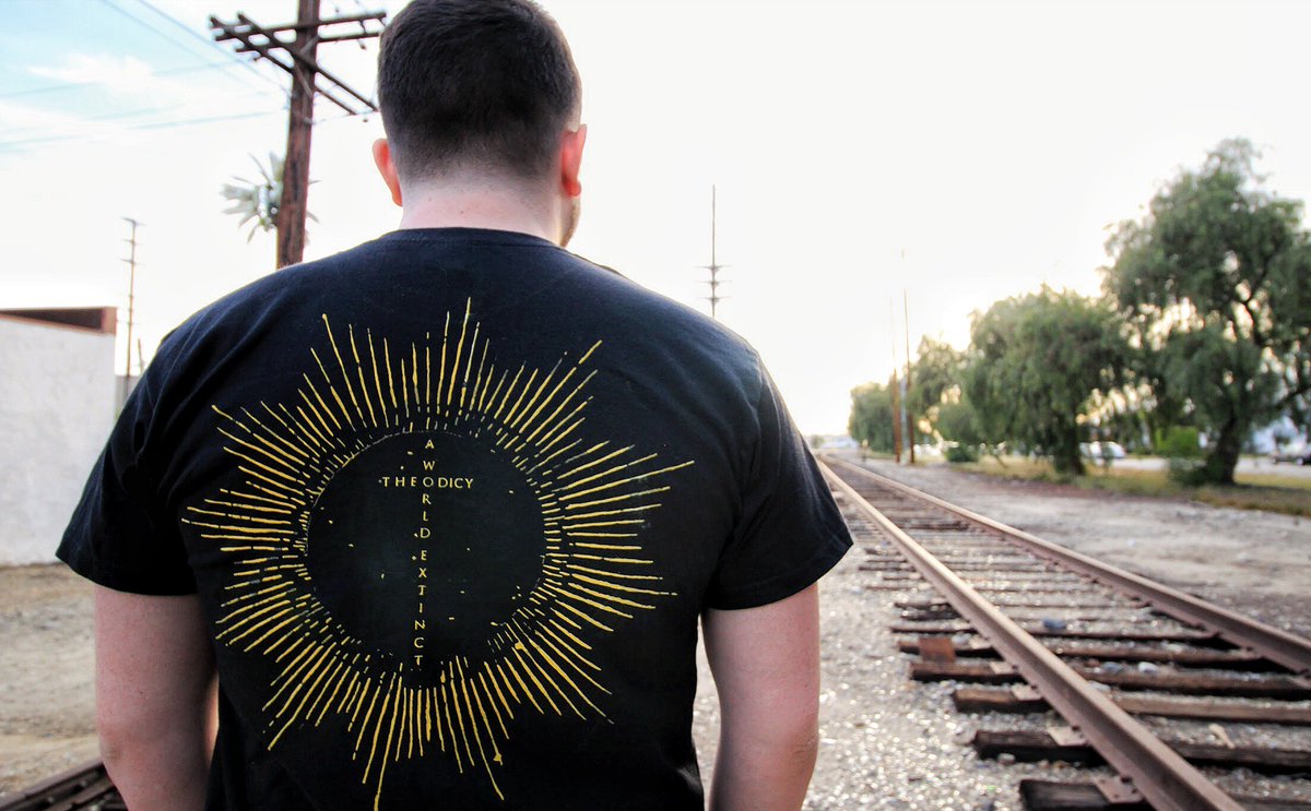 You can now rep AWE on the streets! Pick up one of these shirts and/or a physical copy of Theodicy from our merch store! Just head over to aworldextinct.bigcartel.com and get one today! Supply is limited, so first come first serve!