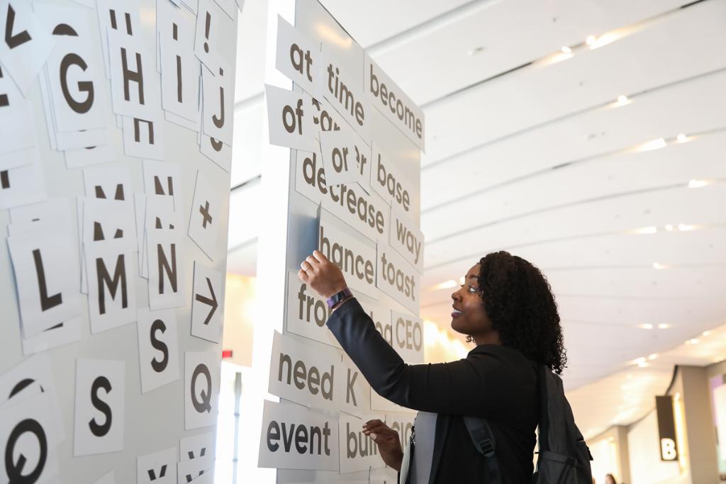 HelloKnowledge's tweet photo. The magic begins when you help others. Take a photo with our magnetic wall with #Know18Magic and tell us how you make work magic. Our favorite posts will win a swag bag! https://t.co/OqRUP8skA1