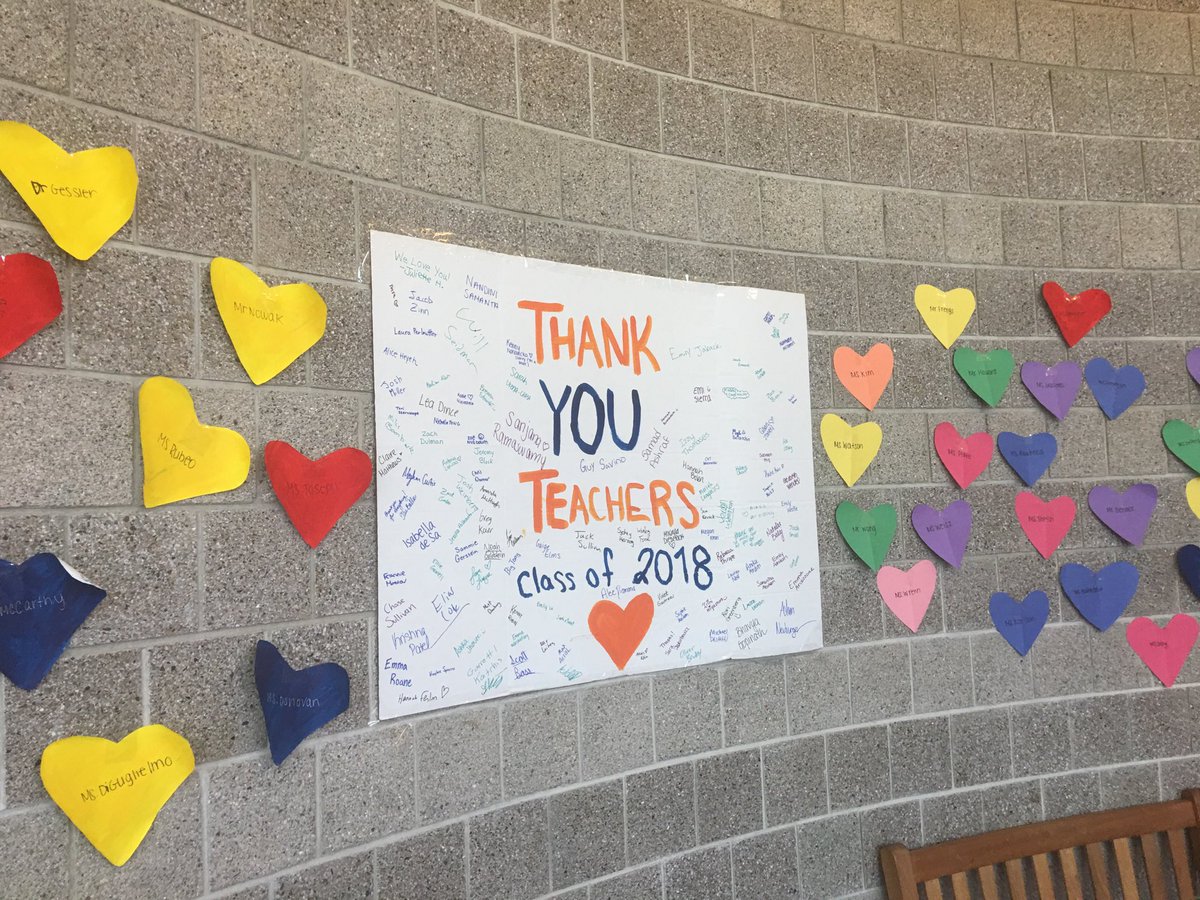 RRhodesCCSD's tweet photo. Senior Gratitude, Part I. Teacher names and messages are written on the hearts. https://t.co/GRbn8BDFqd