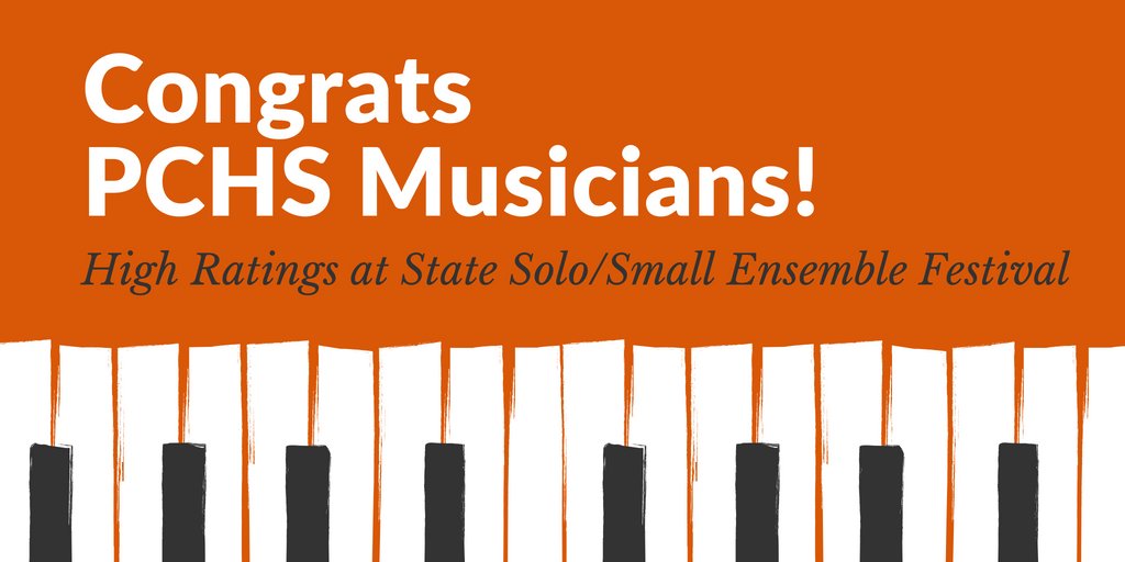 In late April, PCHS sent 84 musicians in 65 events to the MSHSAA State Solo/Small Ensemble Music Festival held at University of Missouri-Columbia, with 27 events bringing home gold medals! #PCR3Proud Click here for complete festival results: goo.gl/VEaaZy.