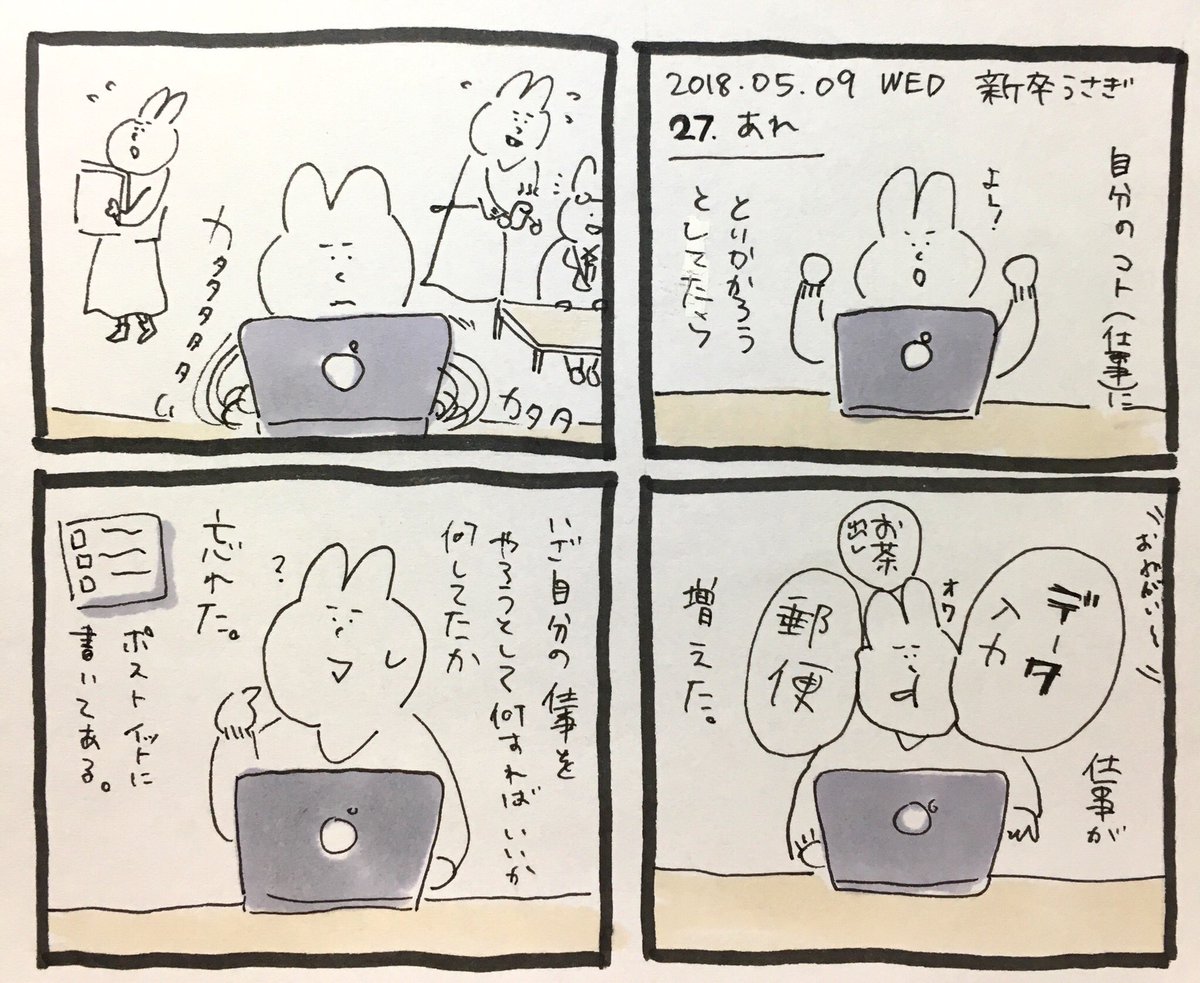 やなぎ コミティア A15a V Twitter 漫画 新卒うさぎ 27 あれ 新卒うさぎ エッセイ漫画 アナログ 時間割とかでが区切られてないから1日過ぎるのが早いのでしょうか やなぎ コミティア A15a V Twitter 漫画 新卒うさぎ 27 あれ 新卒うさぎ エッセイ漫画 アナログ 時間割とかでが区切られてないから1日過ぎるのが早いのでしょうか