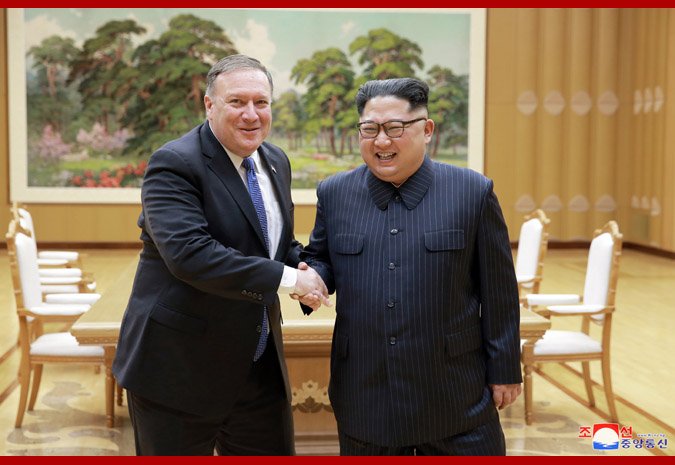 dagyumji's tweet photo. North Korea's state-run Korean Central News Agency (KCNA) on Thursday also released the photos of the meeting between Mike #Pompeo and Kim Jong Un in Pyongyang. #Flashaback I used to cover missile news almost every week in May last year, FYI. https://t.co/GLycDymIod