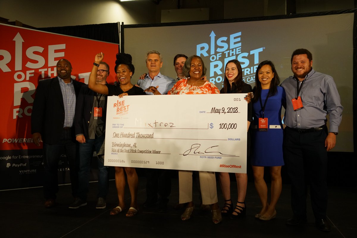 cityofbhamal's tweet photo. Congrats to Ashlee Ammons and @HelloMixtroz, winner of $100,000 in seed funding from @RiseOfRest! #RiseOfRest #ROTR7 https://t.co/0LSw4UM5Uc