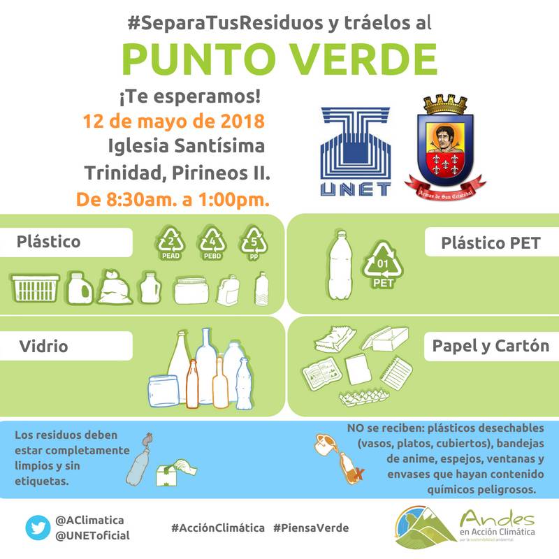 Este sábado #SeparaTusResiduos y tráelos al Punto Verde de Pirineos II ¡Te Esperamos!