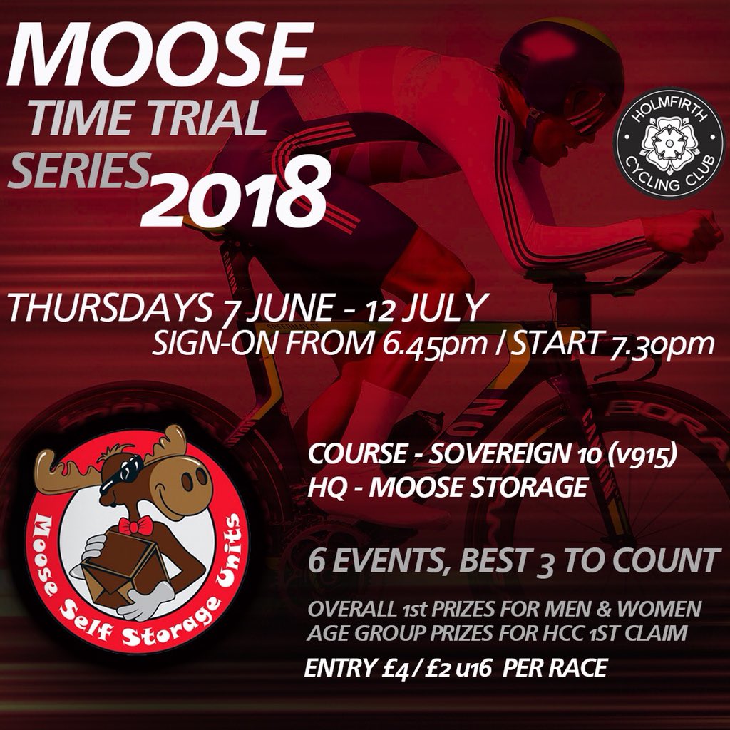 cycleholmfirth's tweet photo. The Moose Time Trial Series is back! Thursdays from 7th June for 6 weeks, V915 Sovereign 10 course. All welcome! https://t.co/K30IupNiWK