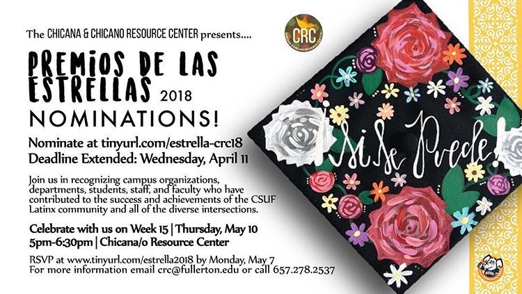 TOMORROW!!
Join the @crc_de_csuf in recognizing organizations, departments, students, staff, and faculty who have contributed to the success of the CSUF Latinx community.
.
5-6:30 PM | CRC