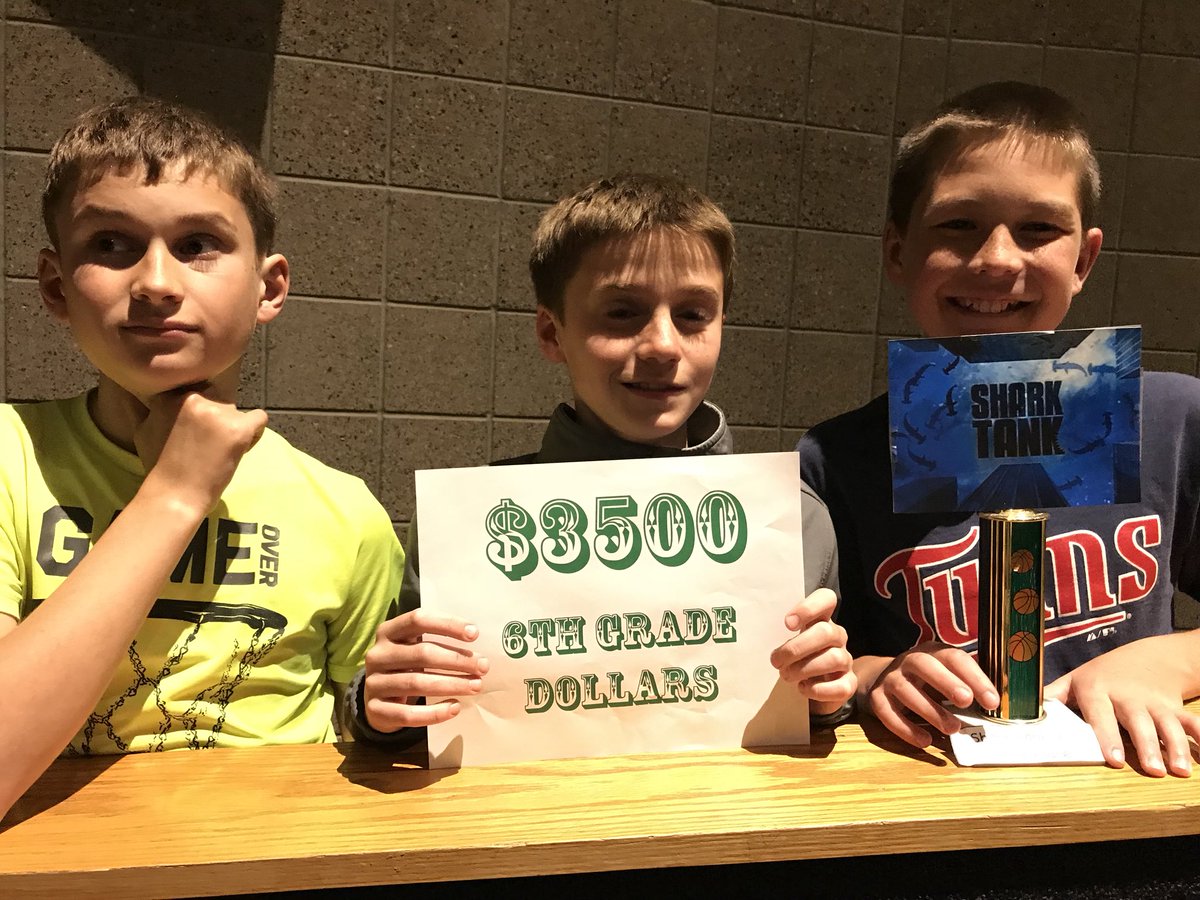 Katie_Biggar's tweet photo. Another Shark Tank in the books! One of the most creative years yet! These are future entrepreneurs! H2Go, Rock em Sock em, and Crumb Crusher! @mcuban @TheSharkDaymond @LoriGreiner @robertherjavec @DLPublicSchools https://t.co/kbt8ZpAytB