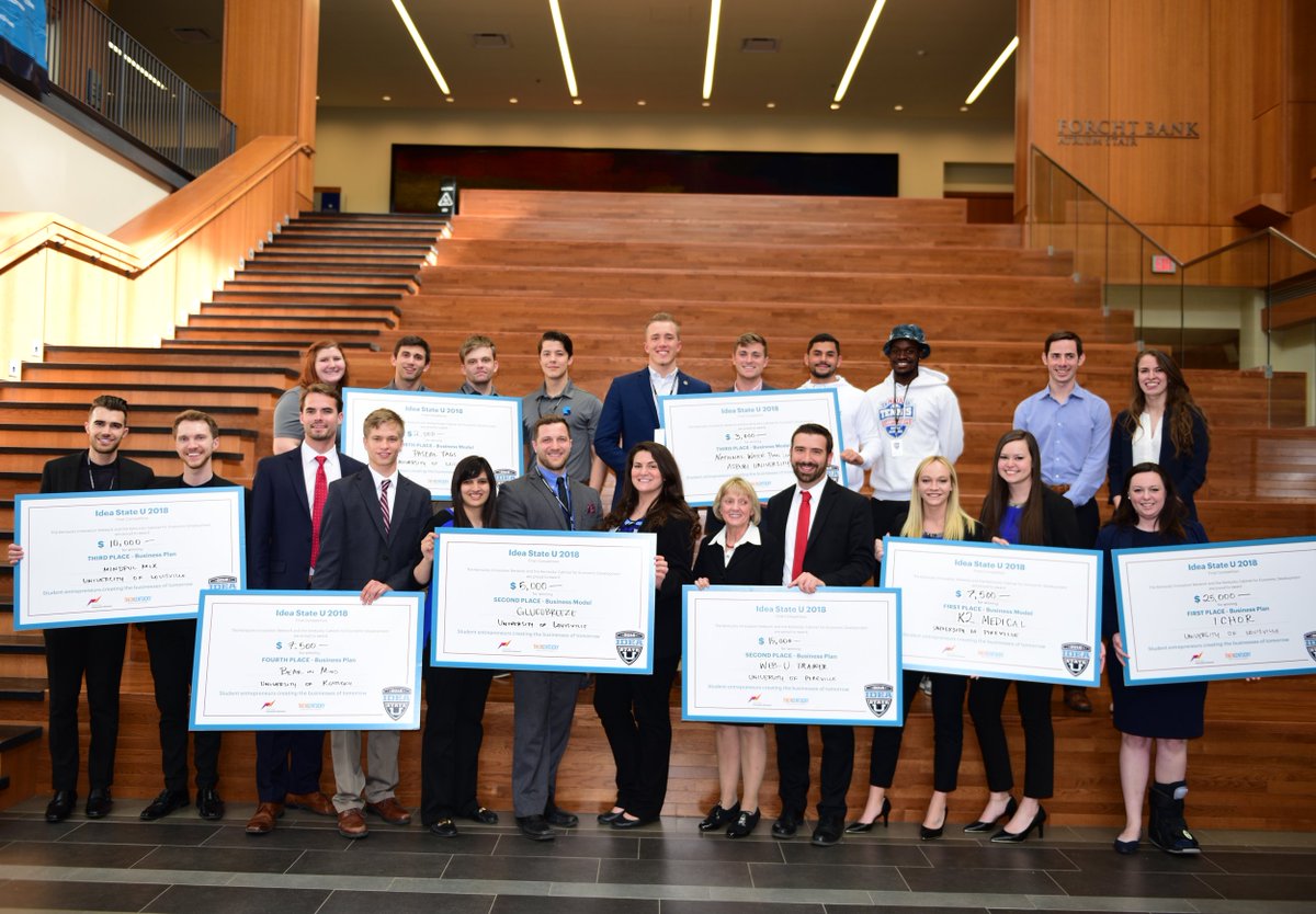 CEDkygov's tweet photo. Idea State U, a statewide business concept competition, encourages entrepreneurship and innovation among Kentucky’s college and university students. This year included 30 teams from 13 colleges and universities competing to win $100K. https://t.co/zCoKbxBUGo #StartupWeekInKy https://t.co/WcbIBhrOa2