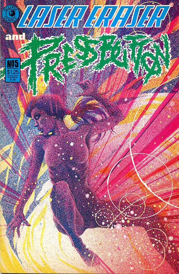 AtomekART's tweet image. LASER ERASER and AXEL PRESSBUTTON! Issues 5 and 6! Covers by Garry Leach! #Comics #Pressbutton #ComicsWeMiss ©Steve Moore