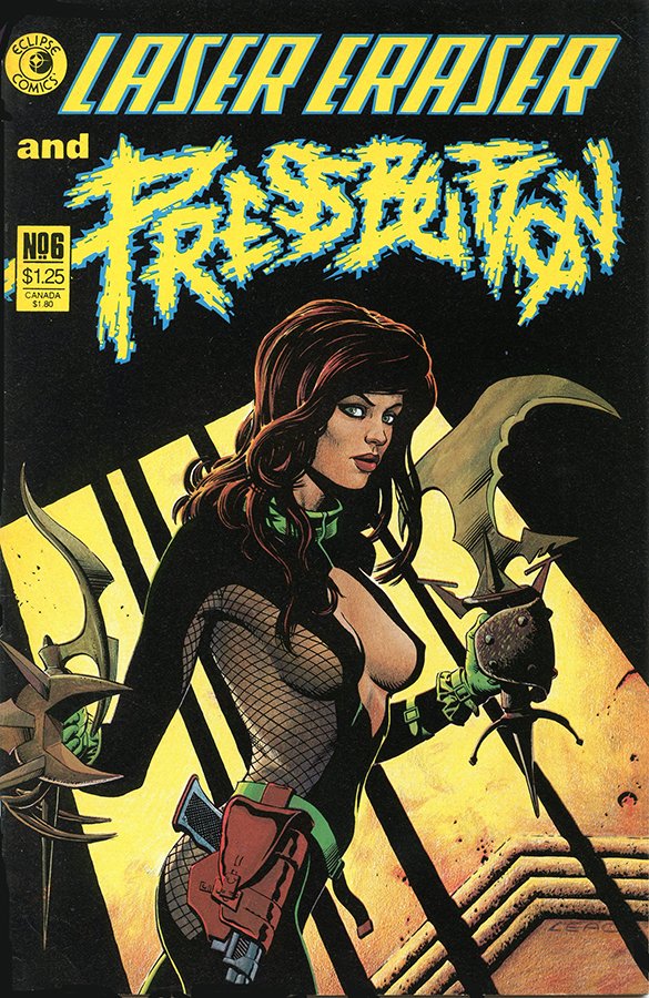 AtomekART's tweet image. LASER ERASER and AXEL PRESSBUTTON! Issues 5 and 6! Covers by Garry Leach! #Comics #Pressbutton #ComicsWeMiss ©Steve Moore