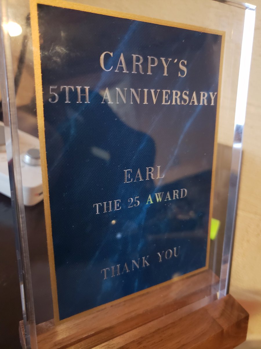 NascarEarl's tweet photo. Extremely thankful to have been recognized during the 5th anniversary. A truly badass award, I almost lost an appendage trying to get it! #TableSafety https://t.co/uwBlJVWNF3