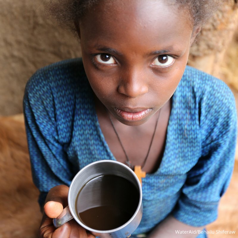 Genet, 12, from #Ethiopia drinks tella (a local beer) because the #water that's available isn't safe to drink. Her 7yo brother also drinks tella. #SDG6 #cleanwater #humanright