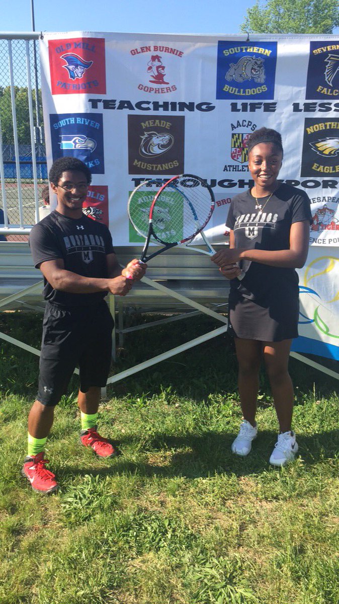 Meade mixed doubles are headed to regionals! 🎾 #LetsGoMustangs