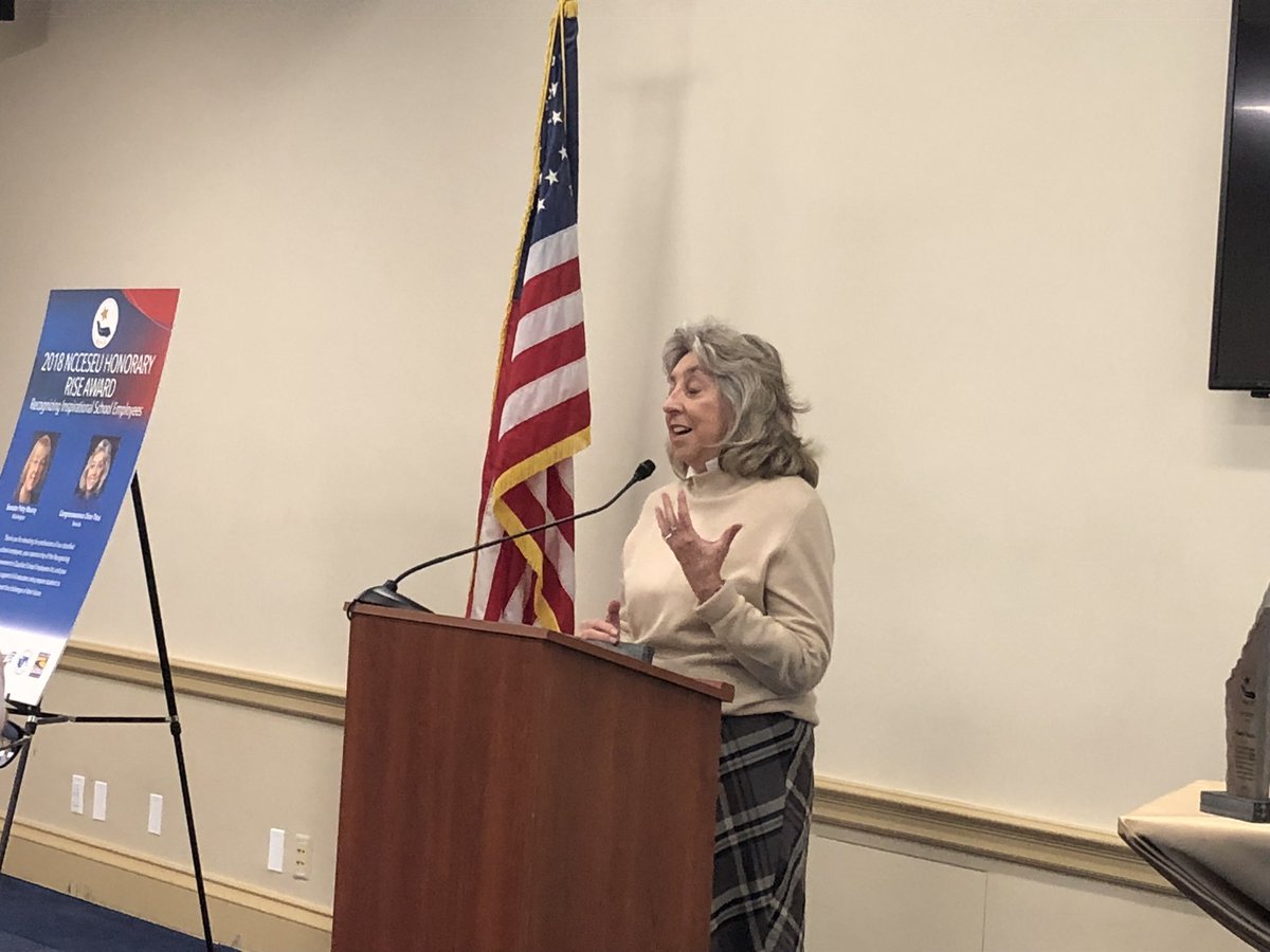 NEArESPect's tweet photo. “You (education support professionals) are on the frontlines every single day; you are there for your students and community. I do believe it takes a village and you’re a very important part of that village.” - @repdinatitus #RISEAward2018 https://t.co/ab36PnzNEh