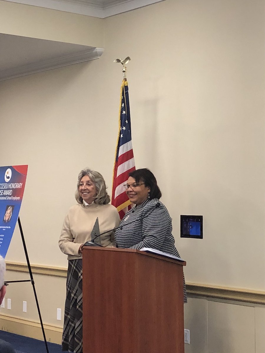 NEArESPect's tweet photo. “You (education support professionals) are on the frontlines every single day; you are there for your students and community. I do believe it takes a village and you’re a very important part of that village.” - @repdinatitus #RISEAward2018 https://t.co/ab36PnzNEh