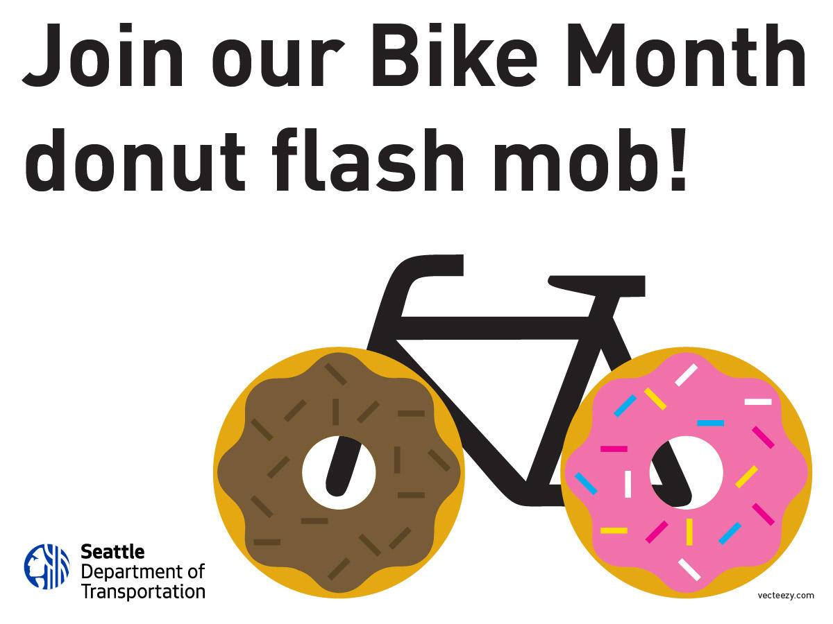 Ride a Spin Bike tomorrow in Seattle to 2nd and Bell Street between 4pm-5pm and get a free donut from SDOT!

SDOT will be giving away mini donuts to anyone who arrives by bike on May 10th while supplies last to thank people for riding bikes. #BikeMonth #BikeToWorkDay