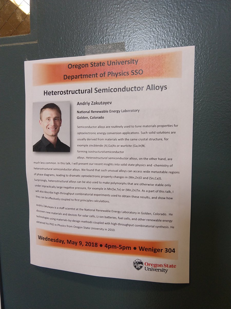 Andriy Zakutayev (@andriyzakutayev) on Twitter photo Great to be back at my #almamater <a href="/OregonState/">Oregon State University</a> for a <a href="/OSU_Physics/">Oregon State Physics</a> seminar and more... Great to be back at my #almamater <a href="/OregonState/">Oregon State University</a> for a <a href="/OSU_Physics/">Oregon State Physics</a> seminar and more...