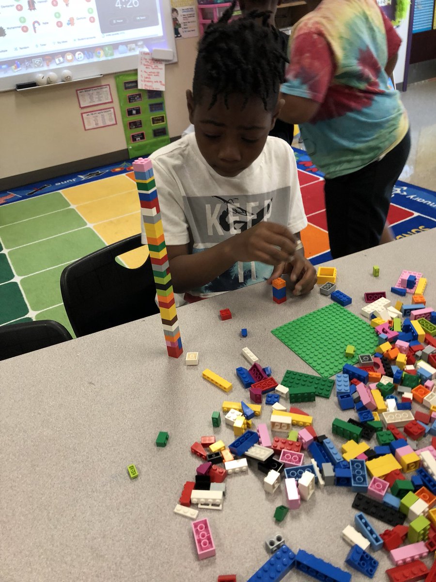 BrightDishman's tweet photo. The LEGO Games were so much fun today! Creating and continuing patterns, measuring towers, one handed building, and fine motor clean-up with clothespins was a BLAST! #ExcellenceIsWorthTheEffort #bgpurples https://t.co/qeTytlHAEp