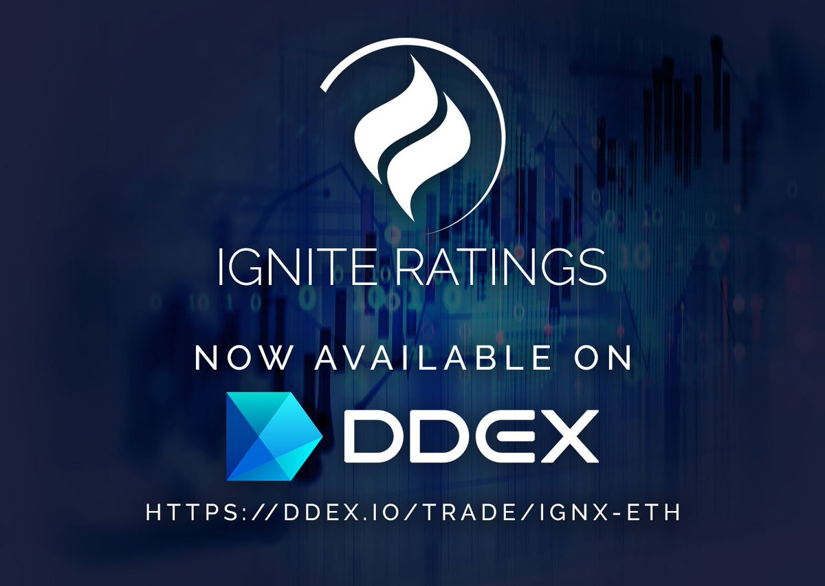 IgniteRatings's tweet photo. IGNX trading on this awesome exchange should be the first step in a great relationship with @ddex_io - watch this space!!!

https://t.co/V9iMCHDcov https://t.co/FWnjIFPYOy