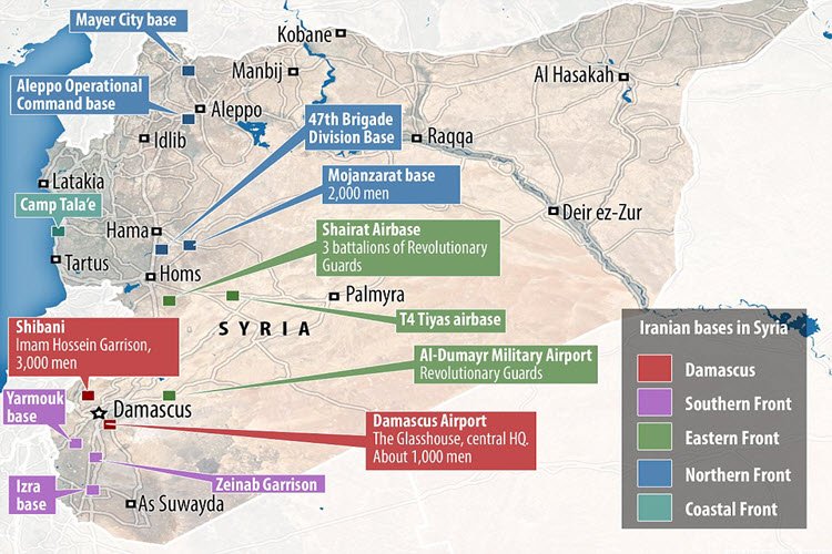 Image result for iranian bases in syria