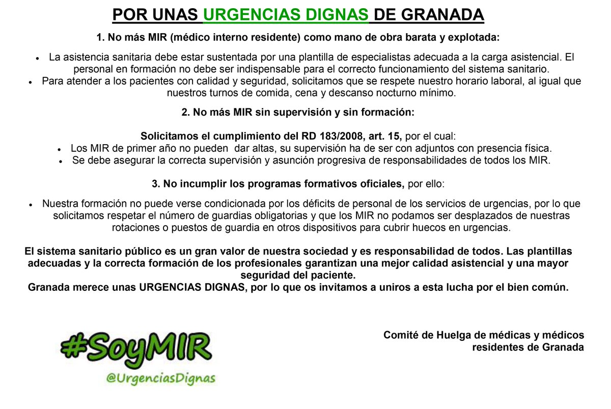 UrgenciasDignas's tweet photo. Por unas urgencias dignas para pacientes y profesionales. Concentración el vienes 11/5 frente al Hospital Virgen de las Nieves. #SoyMIR https://t.co/pHTRNkiKKp