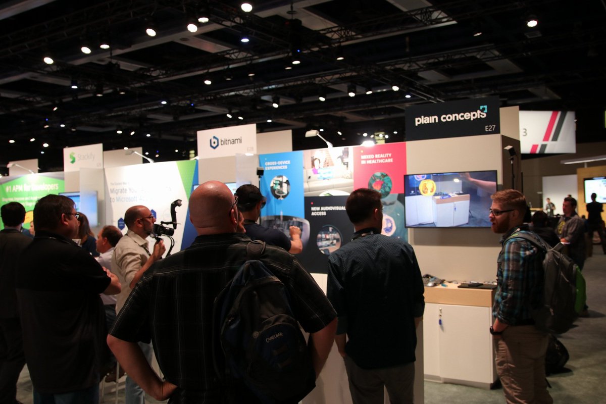 davilovick's tweet image. A lot of expectation in the @PlainConceptsEN booth. We have awesome #WaveEngine projects to show. #MSBuild2018