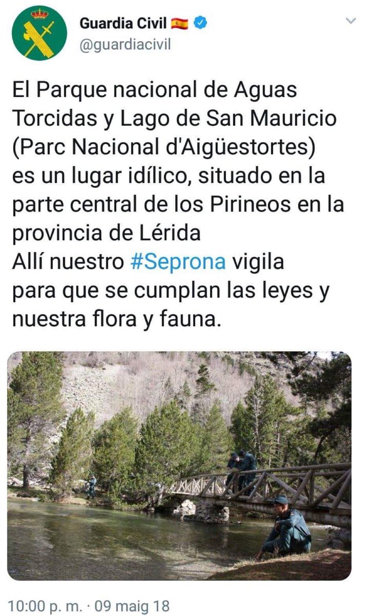 Gràcies, Guàrdia Civil, per afegir un idíl·lic paratge al nostre estimat i inventat #SantEsteveDeLesRoures: el "Parque Nacional de Aguas Torcidas"
⛰️⛰️⛰️⛰️
Tot desitjant que un dia tradueixin també Sant Martí SesGueioles!🙌