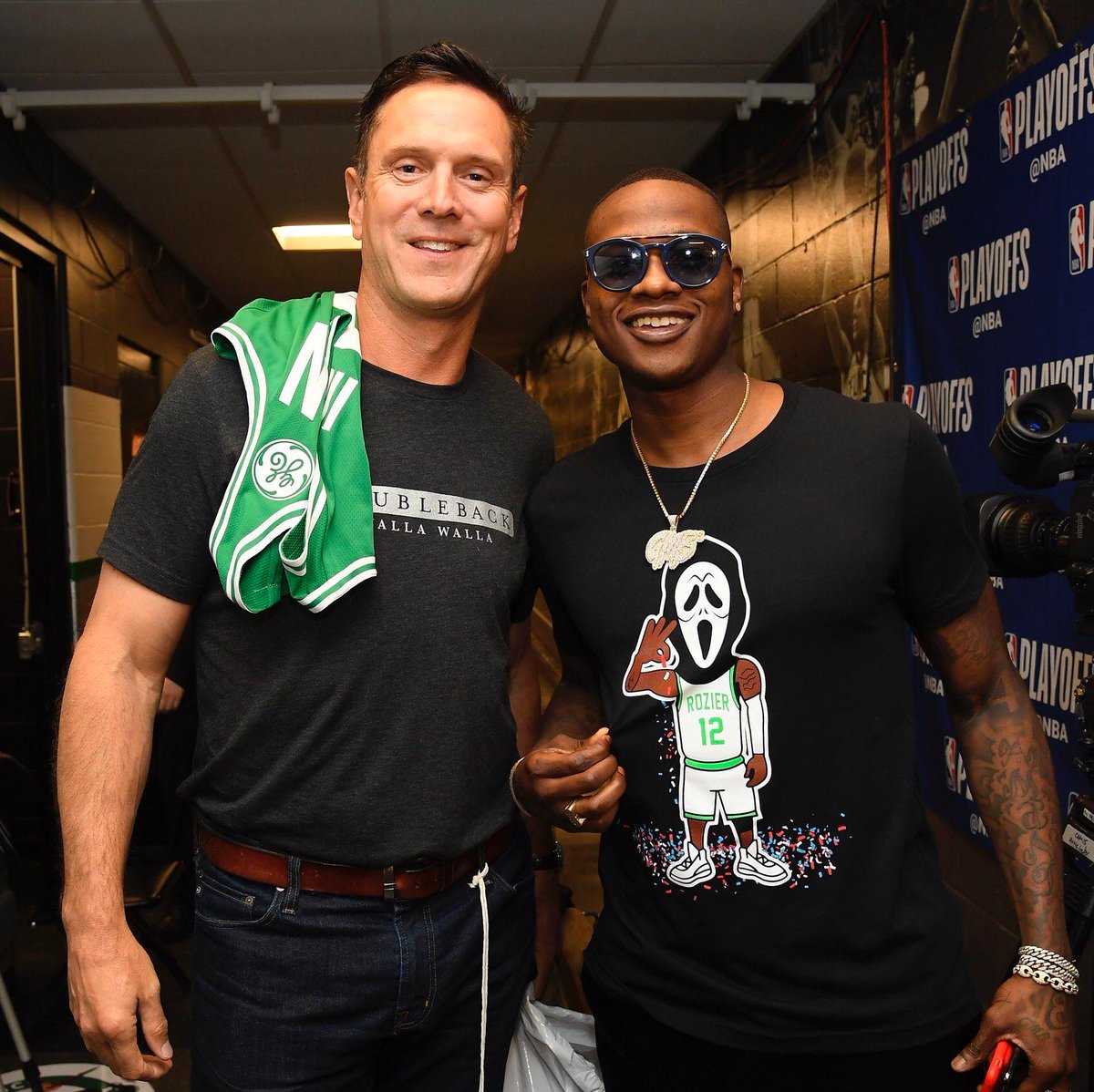 Drew Bledsoe and Scary Terry, real friends. (via @celtics)